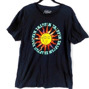 Popular Poison Trippin Sun Graphic T-Shirt‎ Short Sleeve Black Large